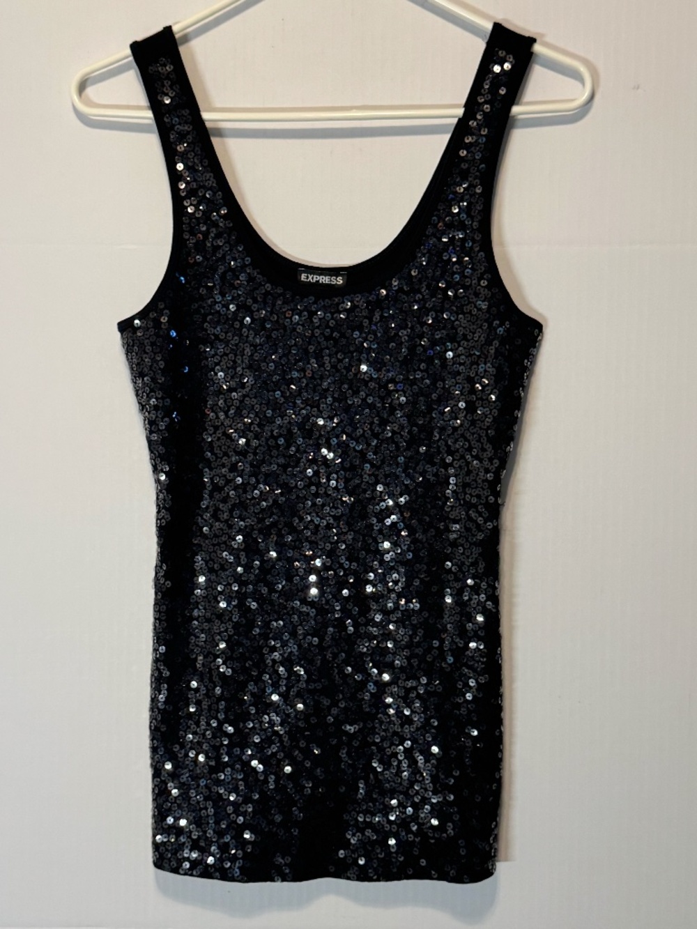 Express Black Sequin Sleeveless Tank Top Sparkle Party Holiday Medium